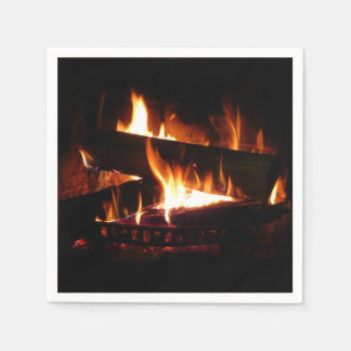 Fireplace Warm Winter Scene Photography Napkin