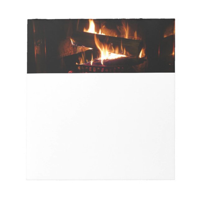Fireplace Warm Winter Scene Photography Notepad (Front)