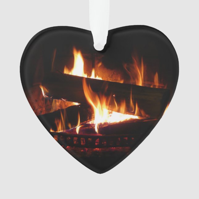 Fireplace Warm Winter Scene Photography Ornament (Front)