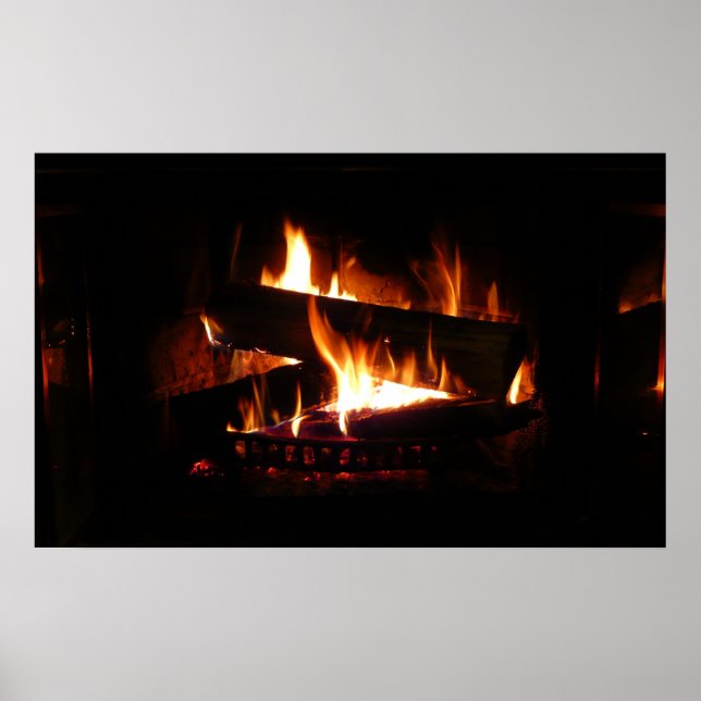 Fireplace Warm Winter Scene Photography Poster (Front)