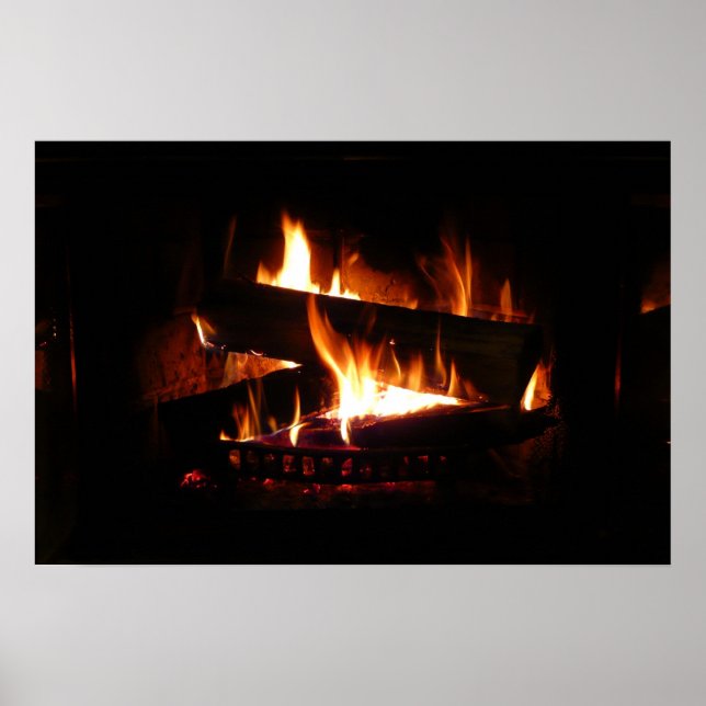 Fireplace Warm Winter Scene Photography Poster (Front)