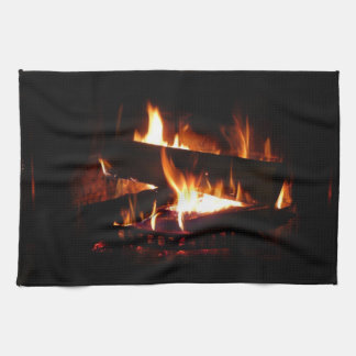 Fireplace Warm Winter Scene Photography Tea Towel