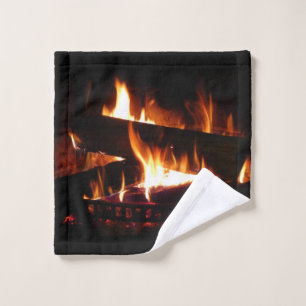 Fireplace Warm Winter Scene Photography Wash Cloth