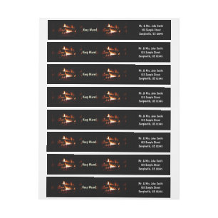 Fireplace Warm Winter Scene Photography Wrap Around Label