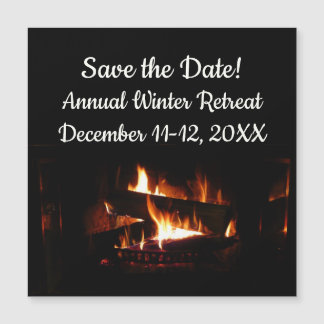 Fireplace Warm Winter Scene Save the Date
