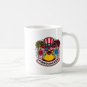 Firequacker 4th Of July Rubber Duck Usa Flag  Coffee Mug