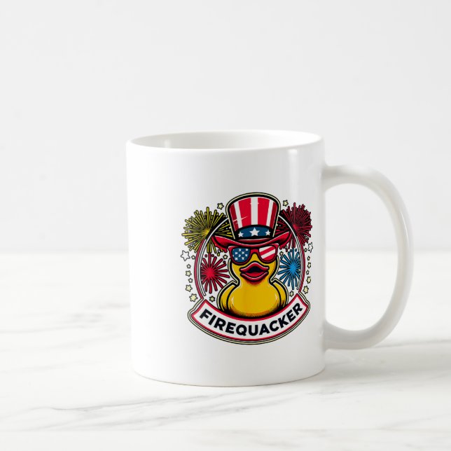 Firequacker 4th Of July Rubber Duck Usa Flag  Coffee Mug (Right)
