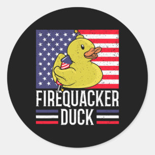 Firequacker Duck 4th Of July Firecracker Independe Classic Round Sticker