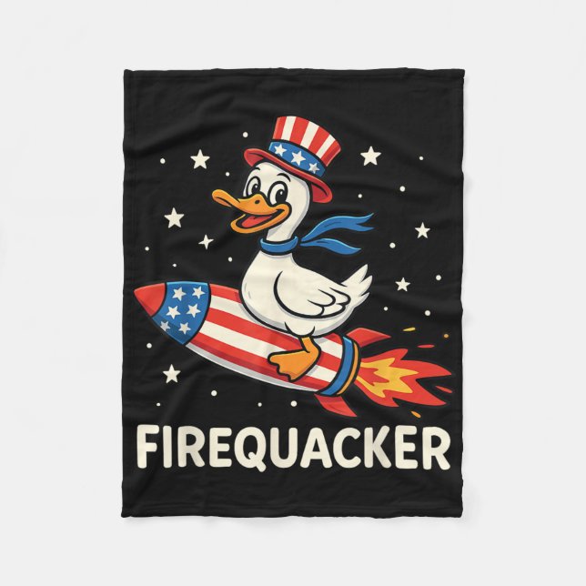 Firequacker Duck On Firecracker Funny 4th Of July  Fleece Blanket (Front)