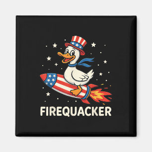 Firequacker Duck On Firecracker Funny 4th Of July Magnet