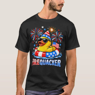 Firequacker Funny 4Th Of July Patriotic Duck T-Shirt