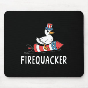 Firequacker Funny 4th Of July Patriotic Silly Goos Mouse Pad