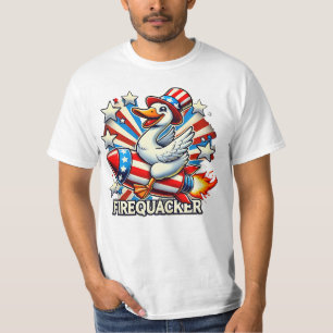 FIREQUACKER – Funny Patriotic Goose on a Rocket T- T-Shirt
