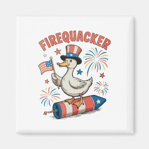Firequacker Patriotic Duck 4th Of July 250th Magnet