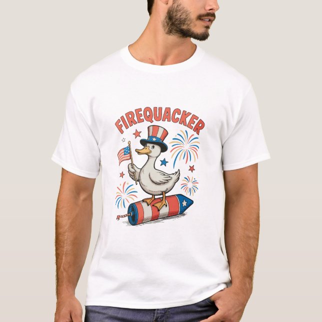 Firequacker Patriotic Duck 4th Of July 250th T-Shirt (Front)