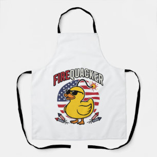 Firequacker Patriotic Duck Fireworks Vector Design Apron