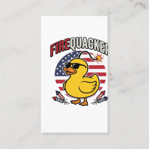 Firequacker Patriotic Duck Fireworks Vector Design Business Card