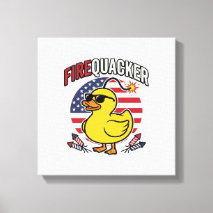 Firequacker Patriotic Duck Fireworks Vector Design Canvas Print