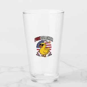 Firequacker Patriotic Duck Fireworks Vector Design Glass