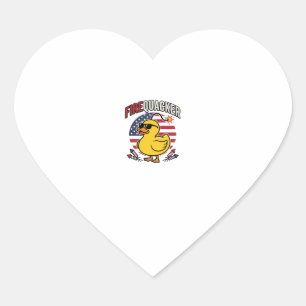 Firequacker Patriotic Duck Fireworks Vector Design Heart Sticker