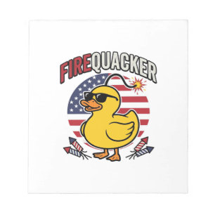 Firequacker Patriotic Duck Fireworks Vector Design Notepad