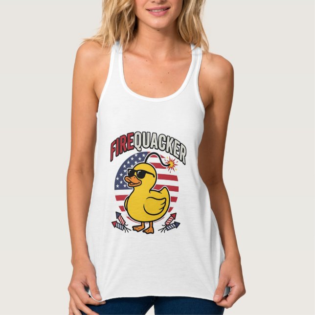 Firequacker Patriotic Duck Fireworks Vector Design Singlet (Front)