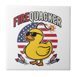 Firequacker Patriotic Duck Fireworks Vector Design Tile
