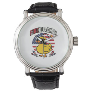 Firequacker Patriotic Duck Fireworks Vector Design Watch