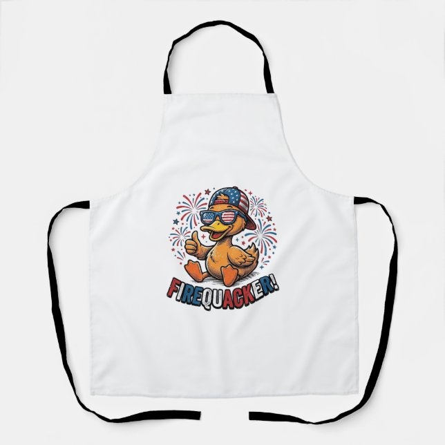 Firequacker Patriotic Duck Vintage Shirt Design_1 Apron (Front)