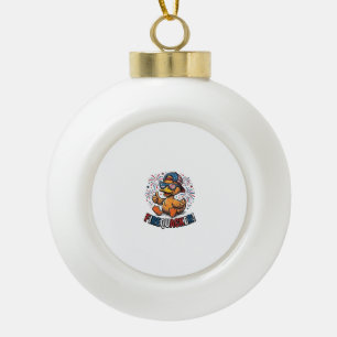 Firequacker Patriotic Duck Vintage Shirt Design_1 Ceramic Ball Christmas Ornament