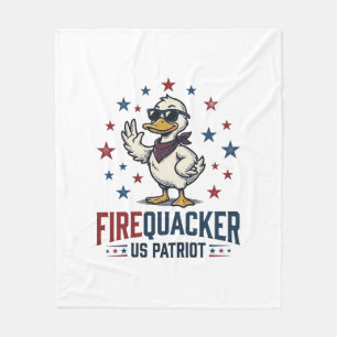 Firequacker Patriotic Duck Vintage Shirt Design_1 Fleece Blanket