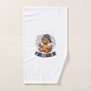 Firequacker Patriotic Duck Vintage Shirt Design_1 Hand Towel