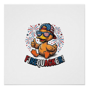 Firequacker Patriotic Duck Vintage Shirt Design_1 Poster