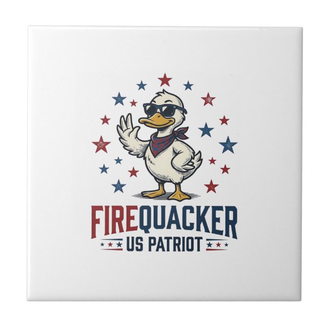Firequacker Patriotic Duck Vintage Shirt Design_1 Tile (Front)