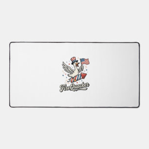 FireQuacker Patriotic Goose Vintage 4th of July De Desk Mat