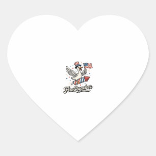 FireQuacker Patriotic Goose Vintage 4th of July De Heart Sticker
