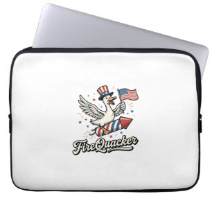 FireQuacker Patriotic Goose Vintage 4th of July De Laptop Sleeve
