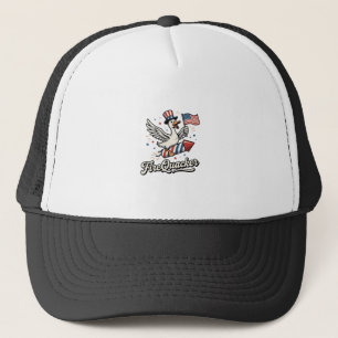FireQuacker Patriotic Goose Vintage 4th of July De Trucker Hat