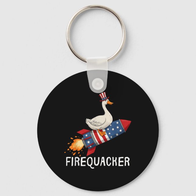 Firequacker Shirt, Funny Goose 4th Of July Shirt  Key Ring (Front)