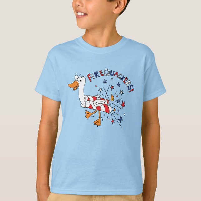 Firequackers 4th of July Duck Kid's Boy's T-Shirt (Front)