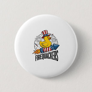 Firequackers Patriotic Duck Firework Shirt Design_ 6 Cm Round Badge