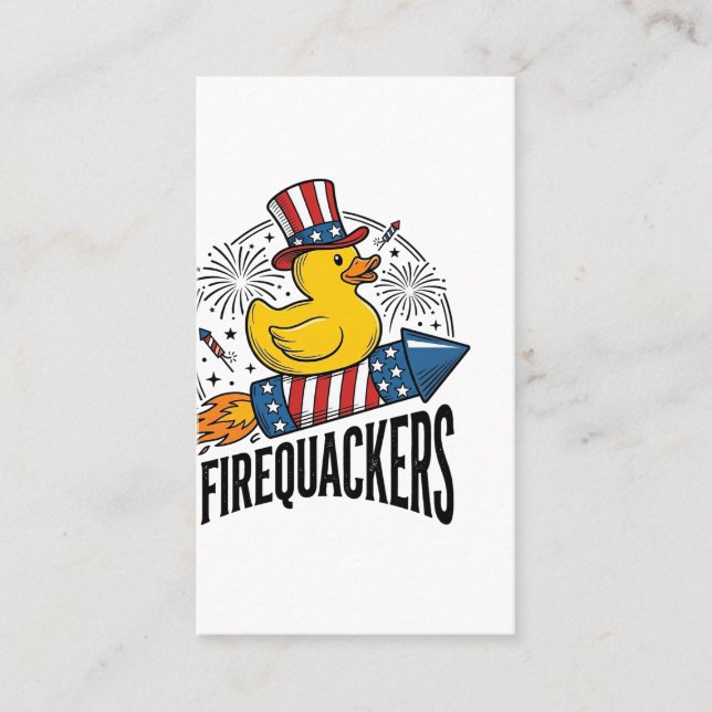Firequackers Patriotic Duck Firework Shirt Design_ Business Card (Front)