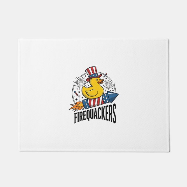 Firequackers Patriotic Duck Firework Shirt Design_ Doormat (Front)