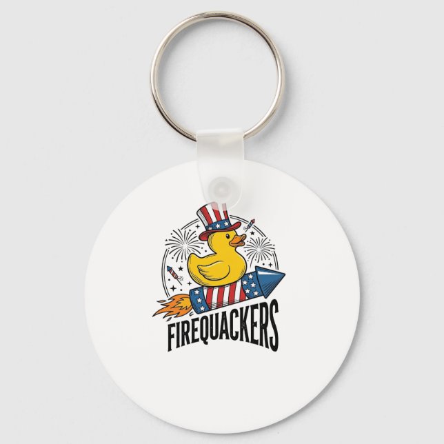 Firequackers Patriotic Duck Firework Shirt Design_ Key Ring (Front)