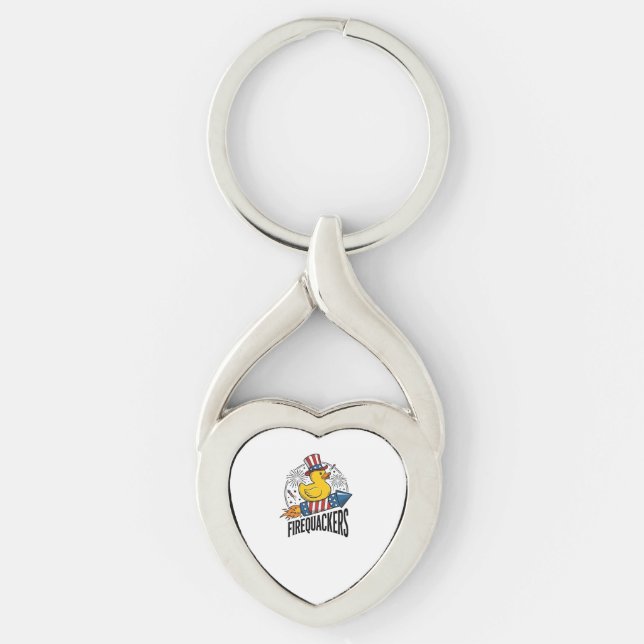 Firequackers Patriotic Duck Firework Shirt Design_ Key Ring (Front)