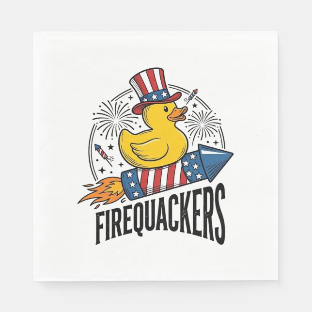 Firequackers Patriotic Duck Firework Shirt Design_ Napkin (Front)