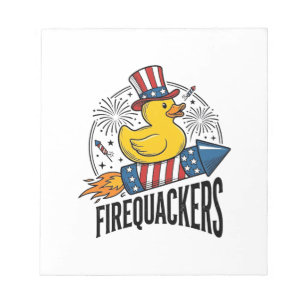 Firequackers Patriotic Duck Firework Shirt Design_ Notepad