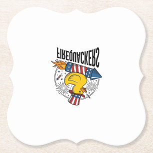 Firequackers Patriotic Duck Firework Shirt Design_ Paper Coaster