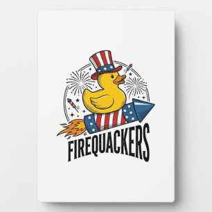 Firequackers Patriotic Duck Firework Shirt Design_ Plaque