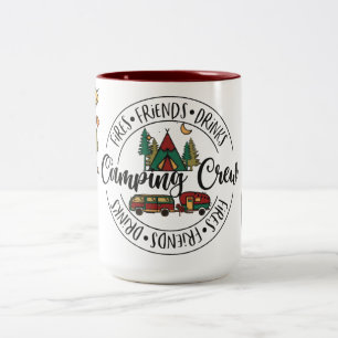 Fires, Friends, Drinks Camping Crew Two-Tone Coffee Mug
